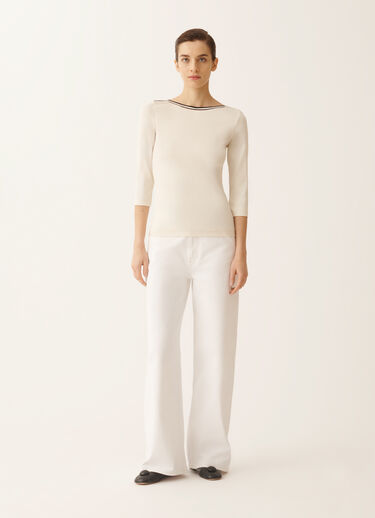 Fabiana Filippi Marinière T-shirt in butter and midnight blue jersey MIDNIGHT BLUE JED276F563M2030000