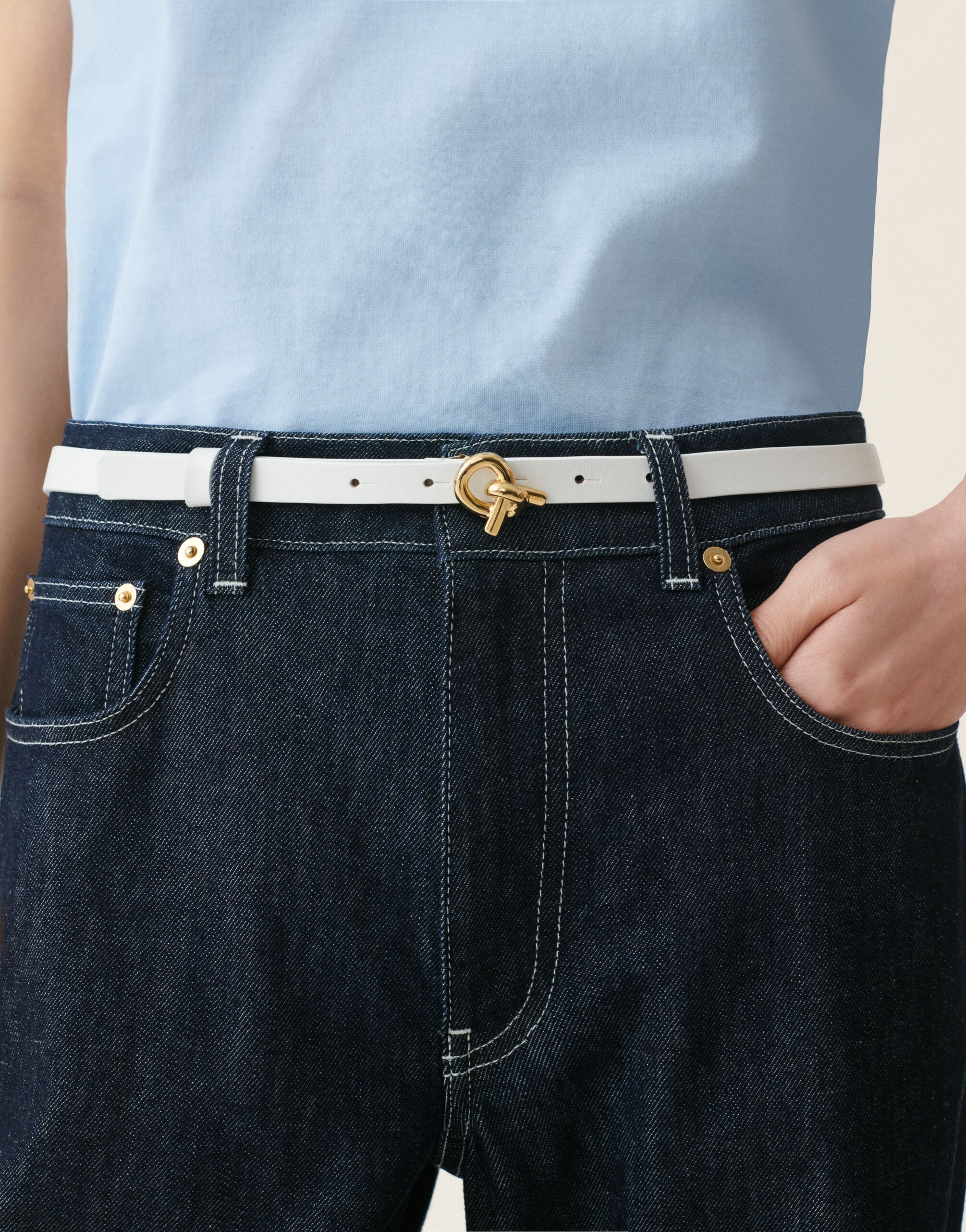 Ceinture en cuir, beurre Fabiana Filippi Ceinture en cuir, beurre Beurre AAD216A863M5270000