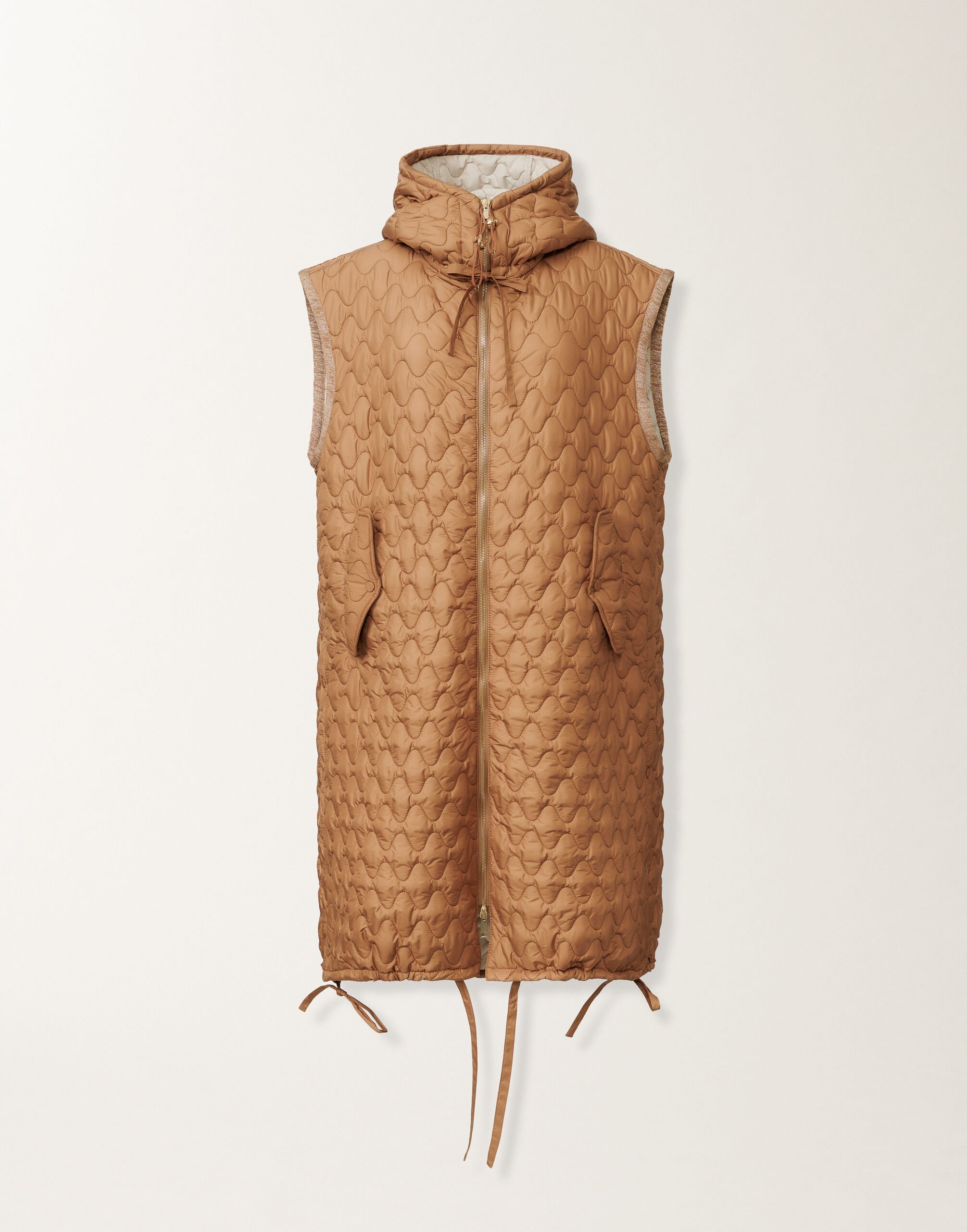 Fabiana Filippi Gilet lungo in tecnico trapuntato, vimini MARRONE CTD215F256L5590000