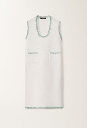Fabiana Filippi Organic cotton knit dress, optical white and aqua green AQUAGREEN ABD275F625L2330000