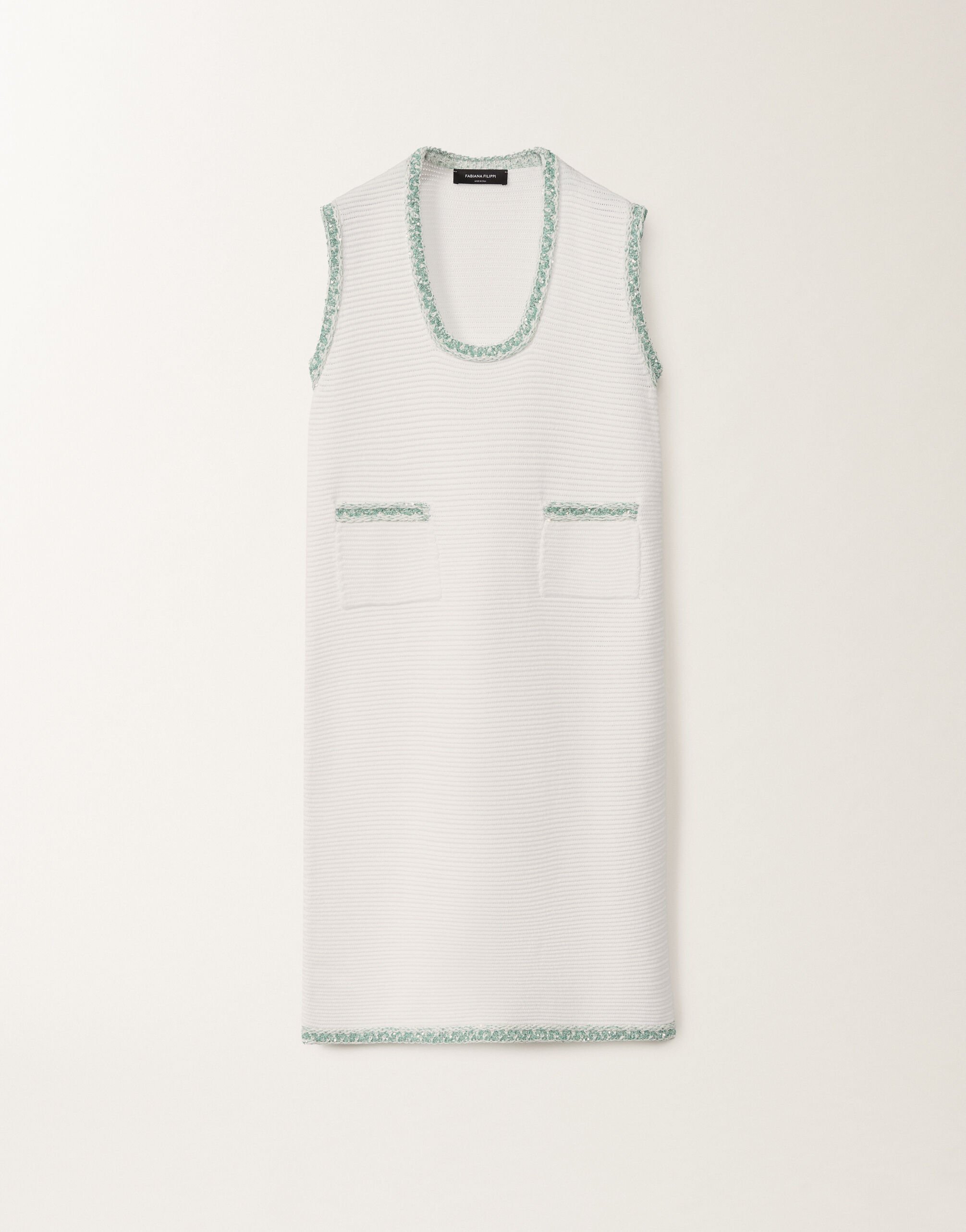 Fabiana Filippi Strickkleid aus Bio-Baumwolle, optisch weiß und wassergrün WEISS/WASSERGRÜN ABD275F637L3810000