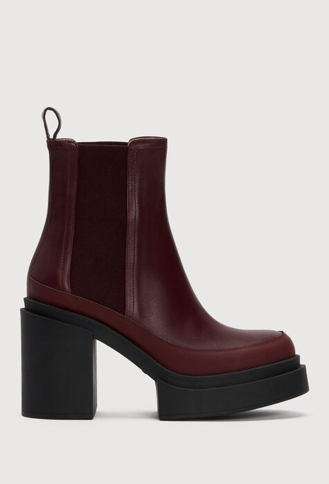 Fabiana Filippi Leather ankle boots with block heel, berry ASD213A815H9870000