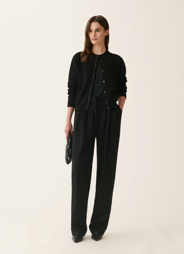 Fabiana Filippi Platinum cardigan with crystals, black Black MAD226F498M4800000