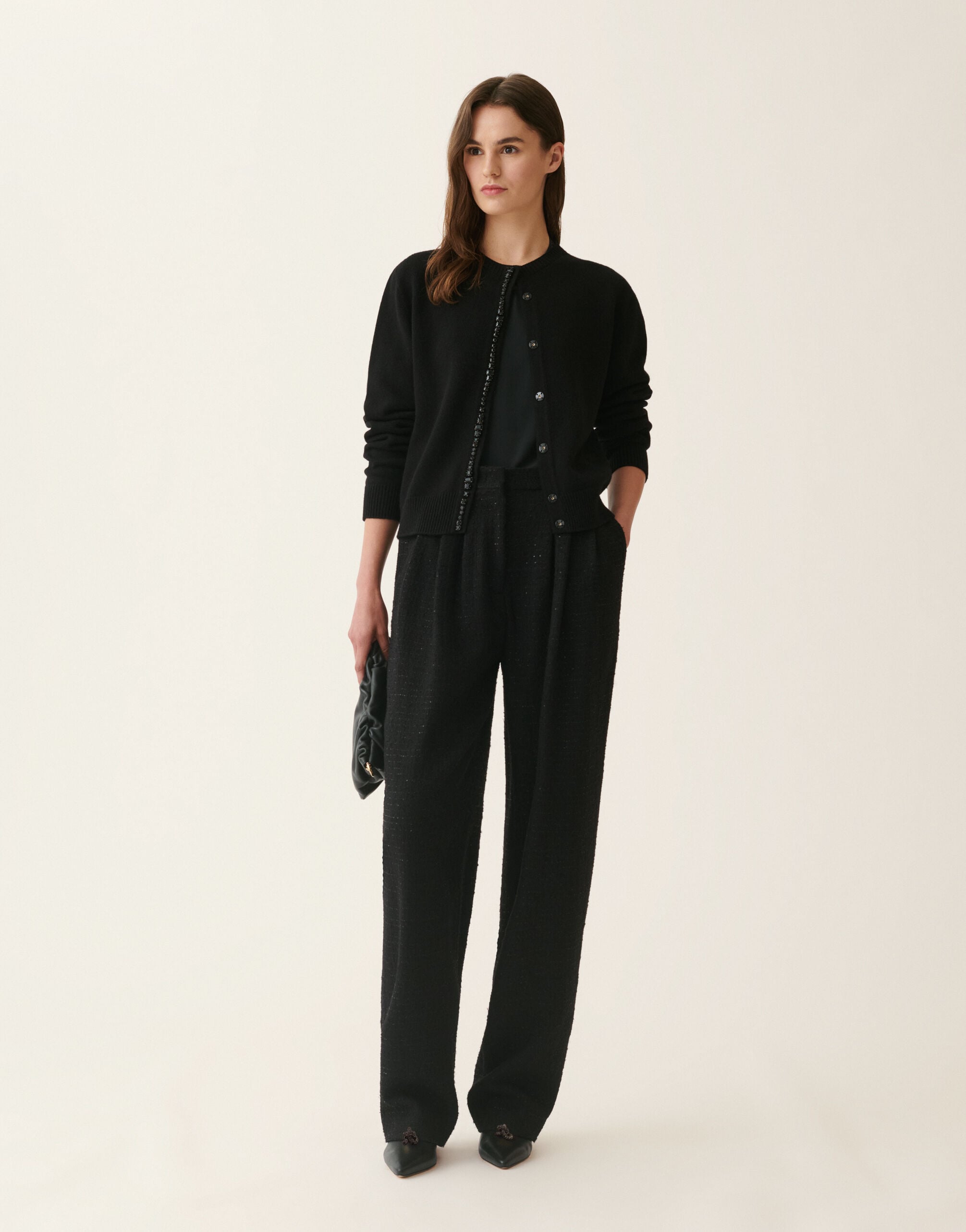 Fabiana Filippi Platinum cardigan with crystals, black Black MAD226F498M4800000