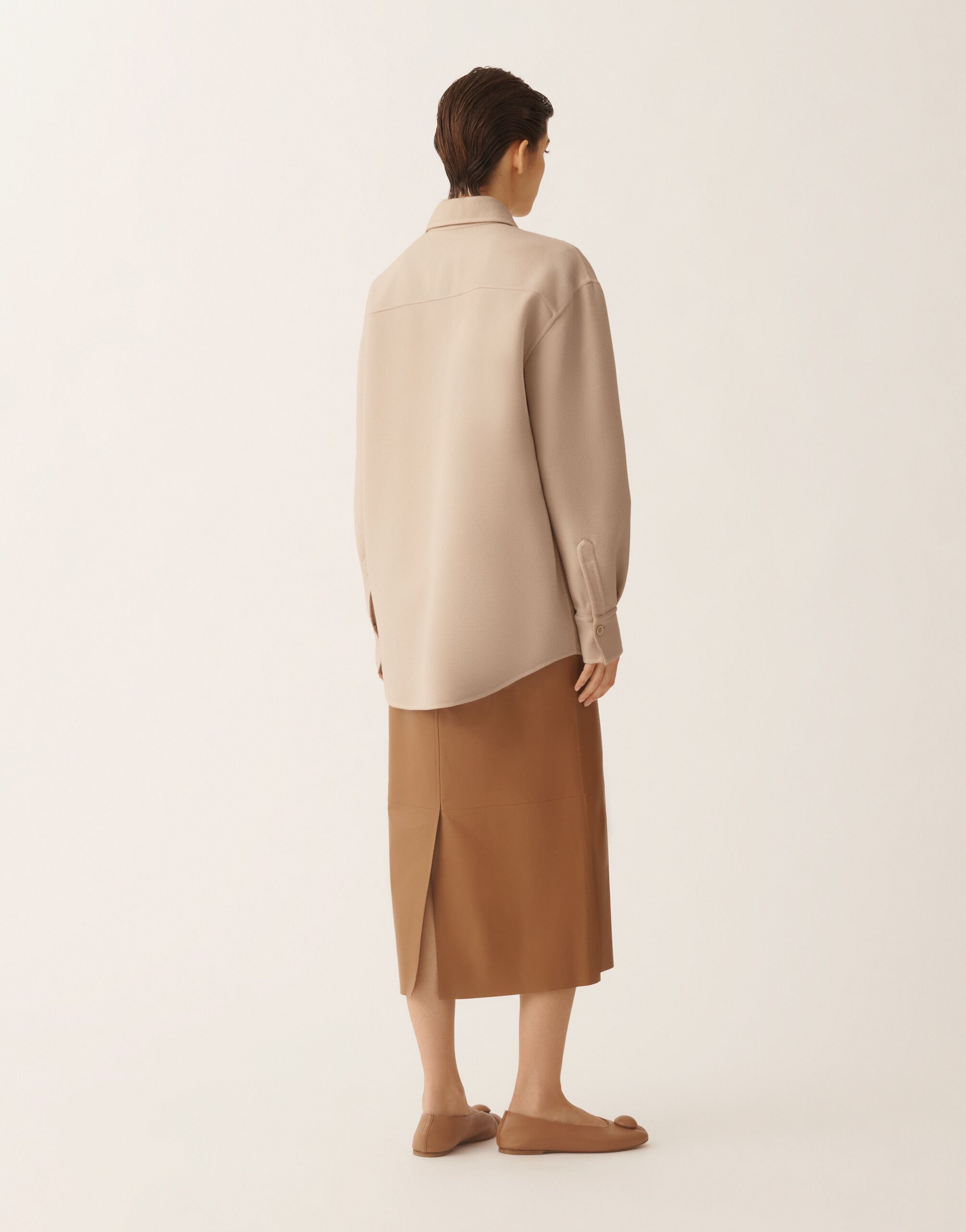 Langes Hemd aus doppellagiger Wolle, Kasha Fabiana Filippi Langes Hemd aus doppellagiger Wolle, Kasha Kasha CTD266F245L7360000