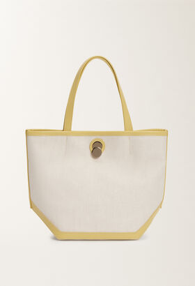 Fabiana Filippi CANVAS ECLISSI MEDIUM TOTE BAG WITH LEATHER TRIM YELLOW BGD265A849L2120000