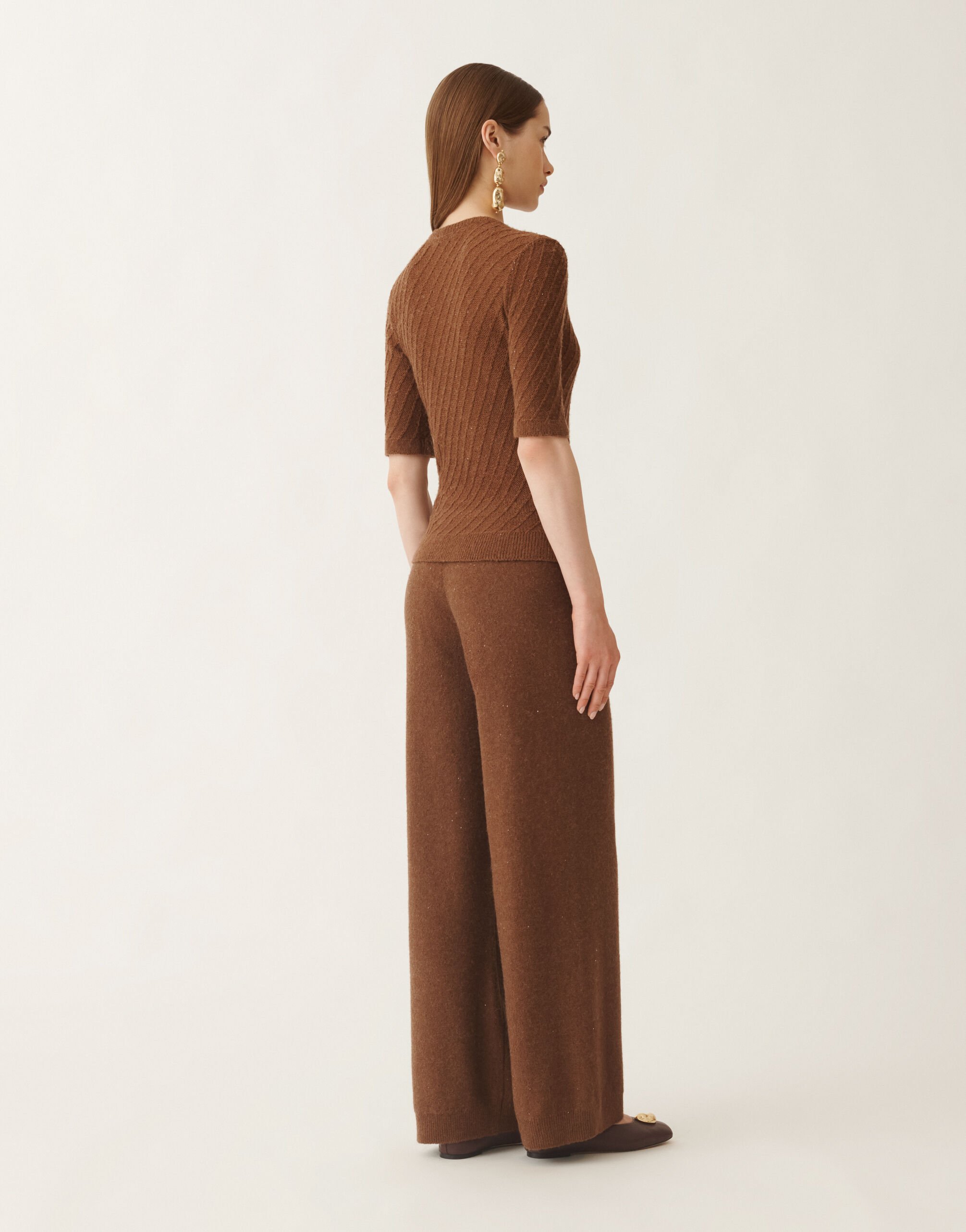 Fabiana Filippi Maglia in lana e seta con paillettes, mogano MARRONE MAD215F110D2960000