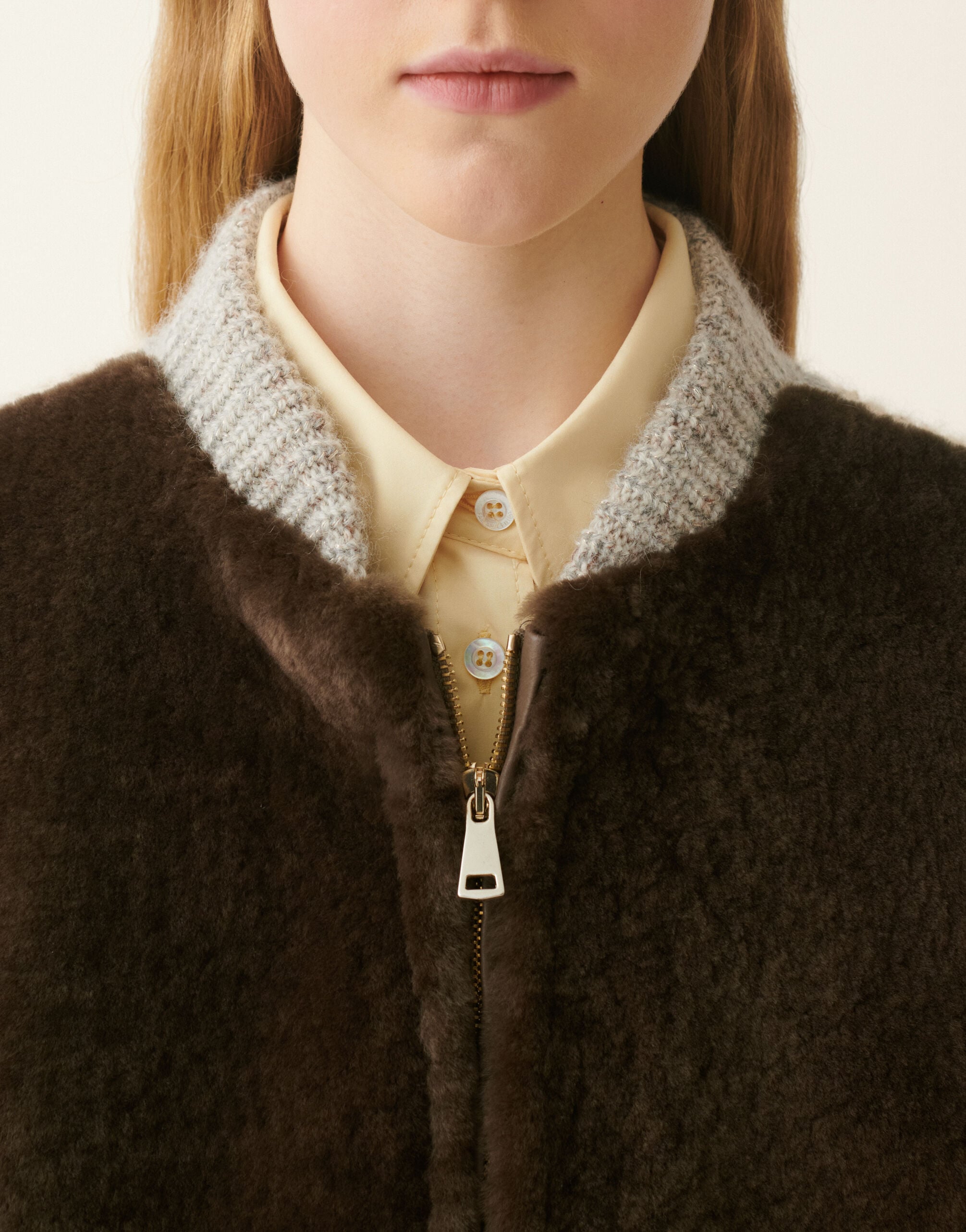 Fabiana Filippi Merino shearling bomber jacket, falcon Falcon PLD226F673M4960000