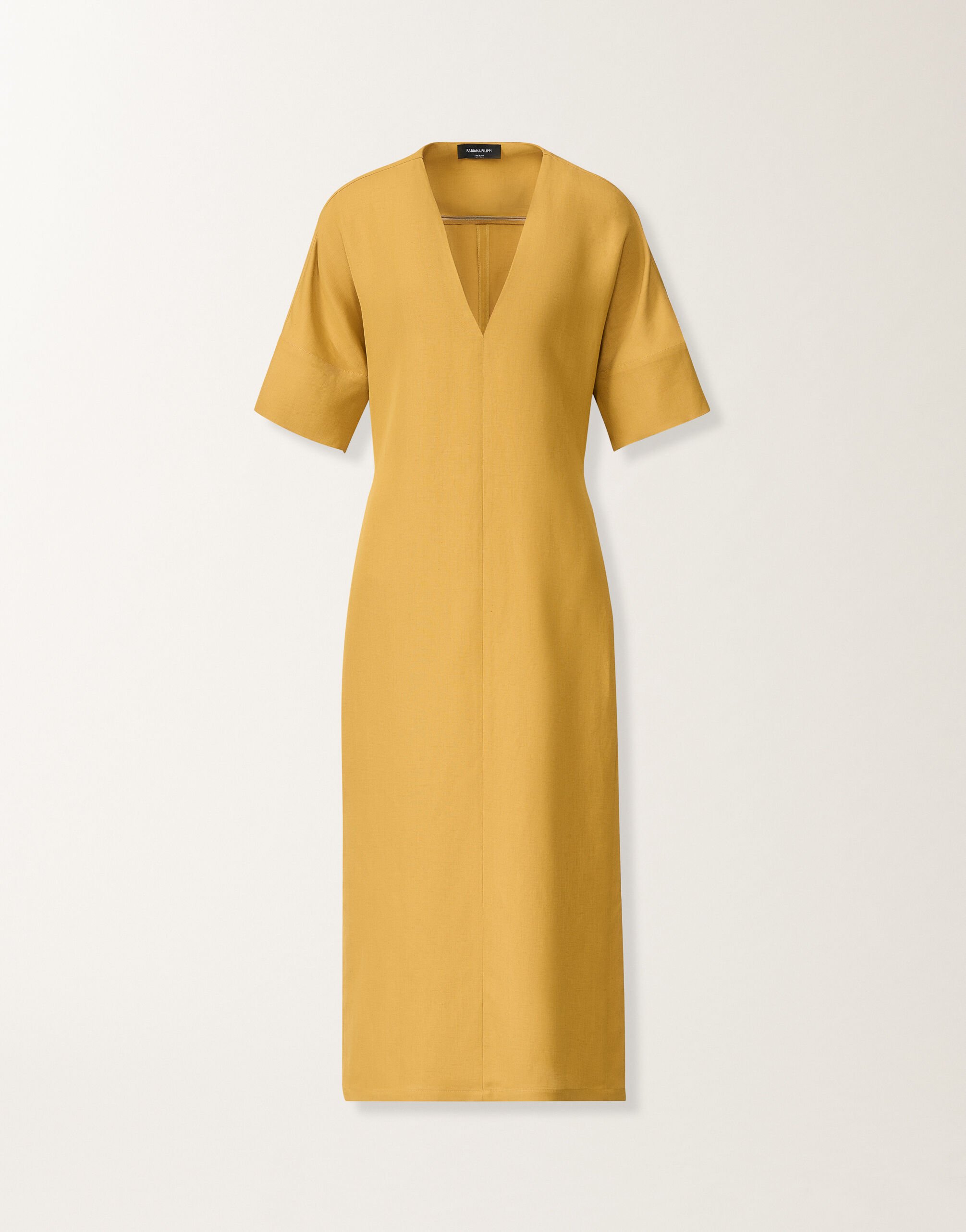 Fabiana Filippi Fluid linen and viscose dress in mustard MUSTARD ABD276F644M1480000