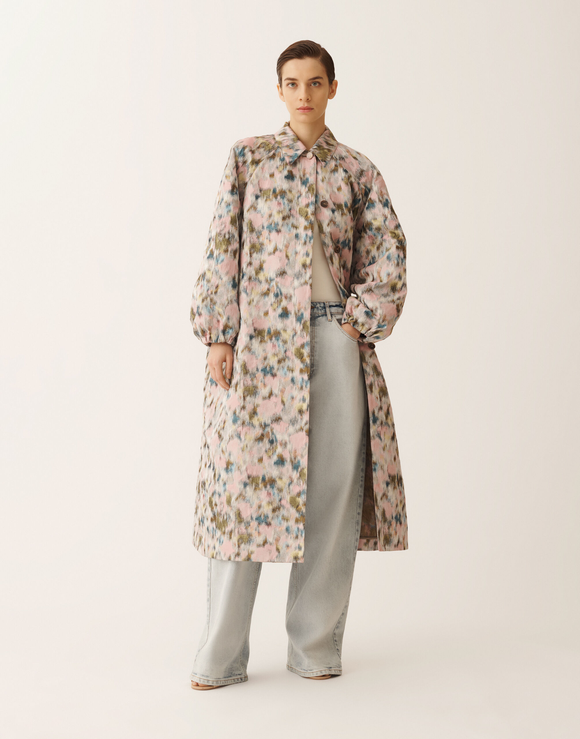 Fabiana Filippi Long trench in technical chiné, chiné CHINÉ CTD276F698D9490000