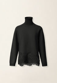 Fabiana Filippi Platinum sweater with lace hem, black Black MAD226F495M4460000