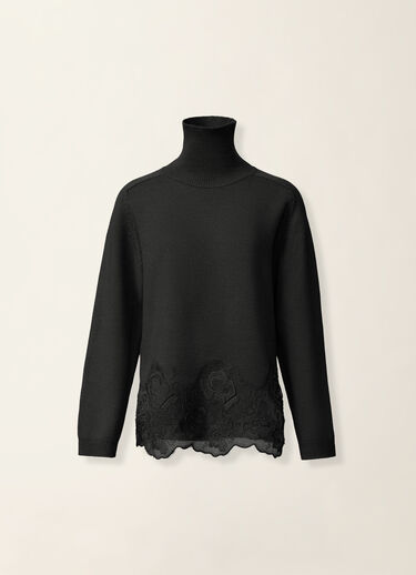 Platinum-Pullover mit Spitzensaum, Schwarz Fabiana Filippi Platinum-Pullover mit Spitzensaum, Schwarz Schwarz MAD226F495M4460000