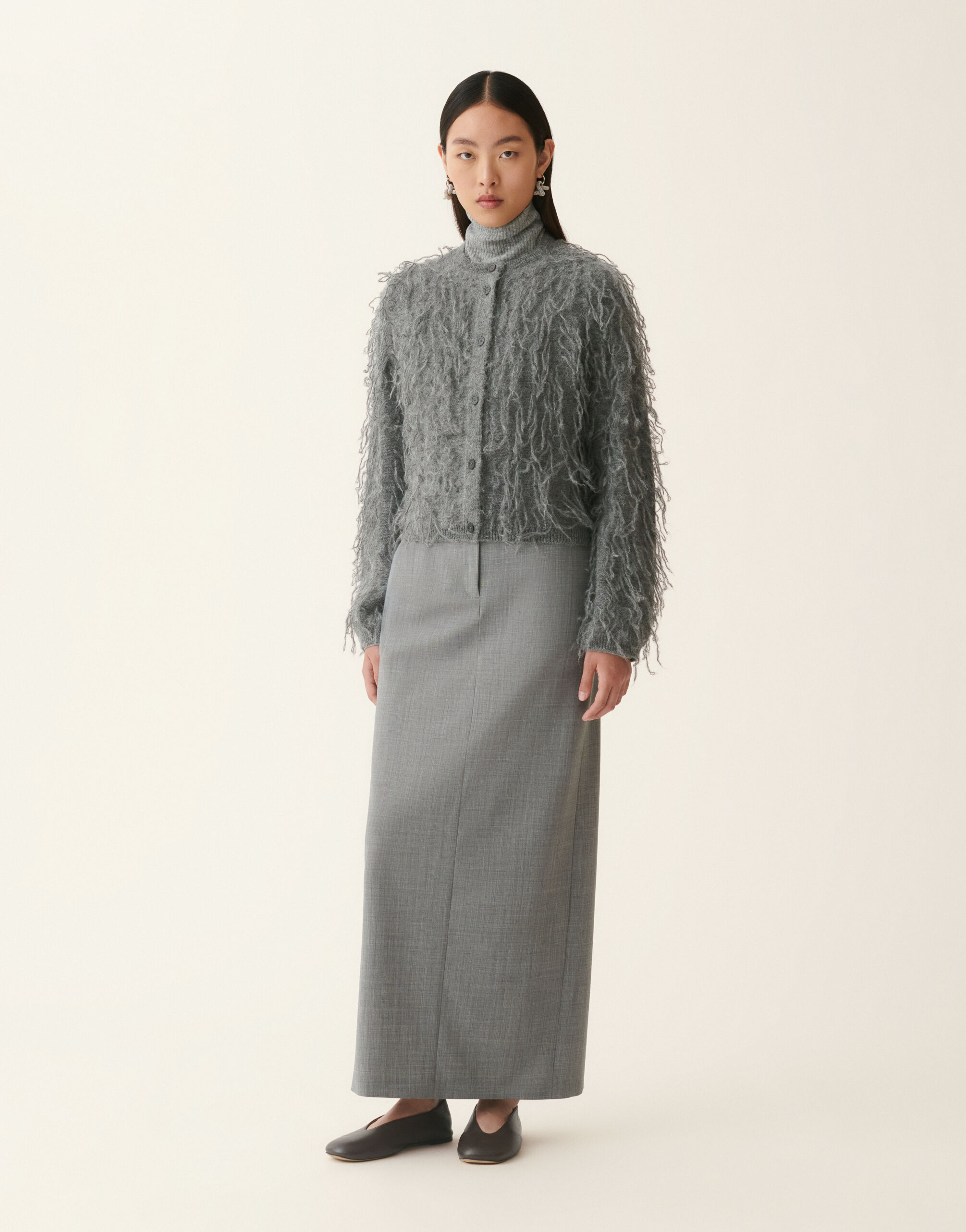 Fabiana Filippi Mohair cardigan, charcoal Charcoal MAD226F465D9360000