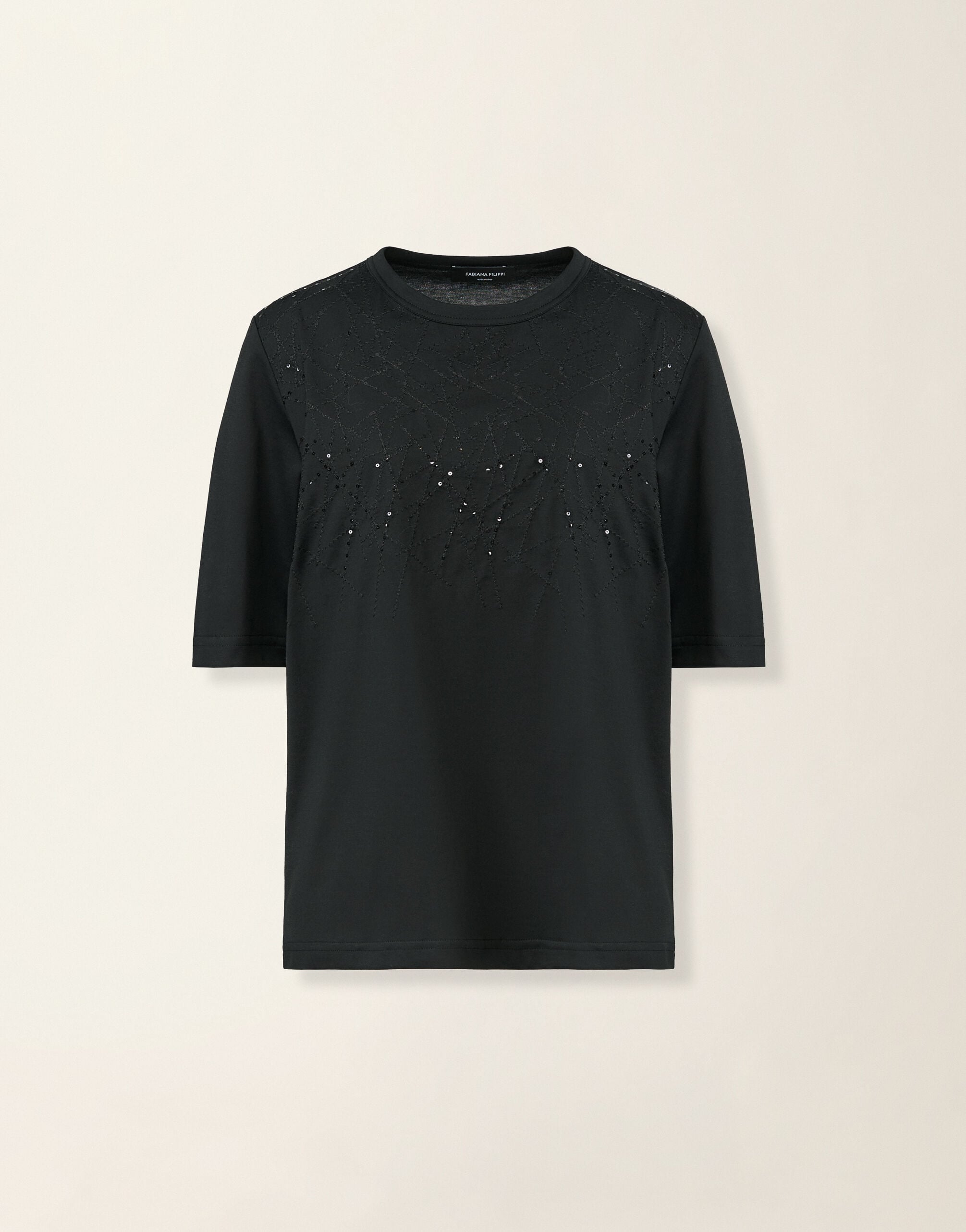 Embroidered jersey T-shirt, black Fabiana Filippi Embroidered jersey T-shirt, black Black JED226F558M4590000
