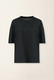 Fabiana Filippi Embroidered jersey T-shirt, black Black JED226F558M4590000