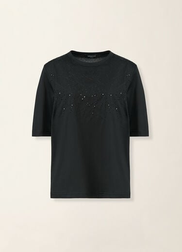Embroidered jersey T-shirt, black Fabiana Filippi Embroidered jersey T-shirt, black Black JED226F558M4590000