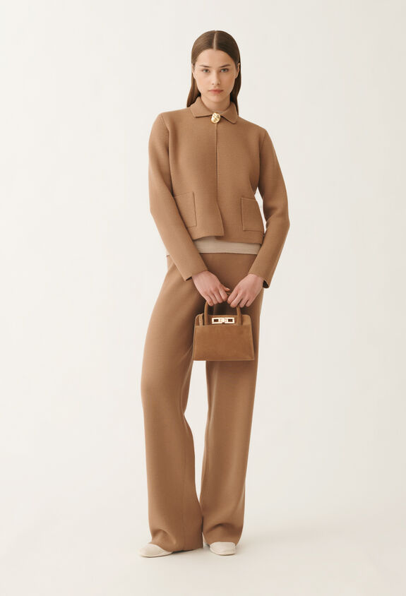 Fabiana Filippi Merino wool trousers, wicker BROWN PAD215F335D4620000