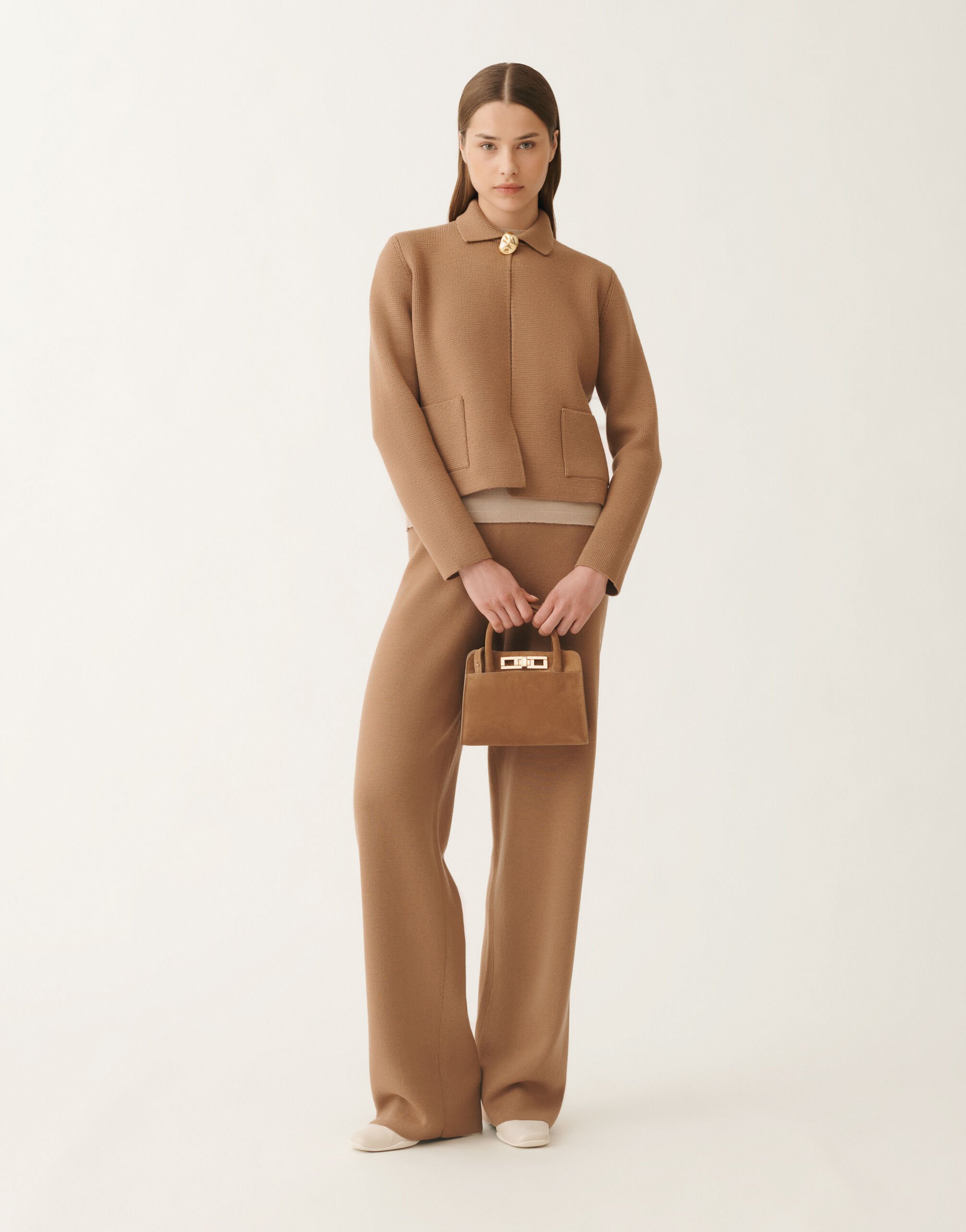Fabiana Filippi Hose aus Merinowolle, weidenfarben Braun PAD215F335D4620000