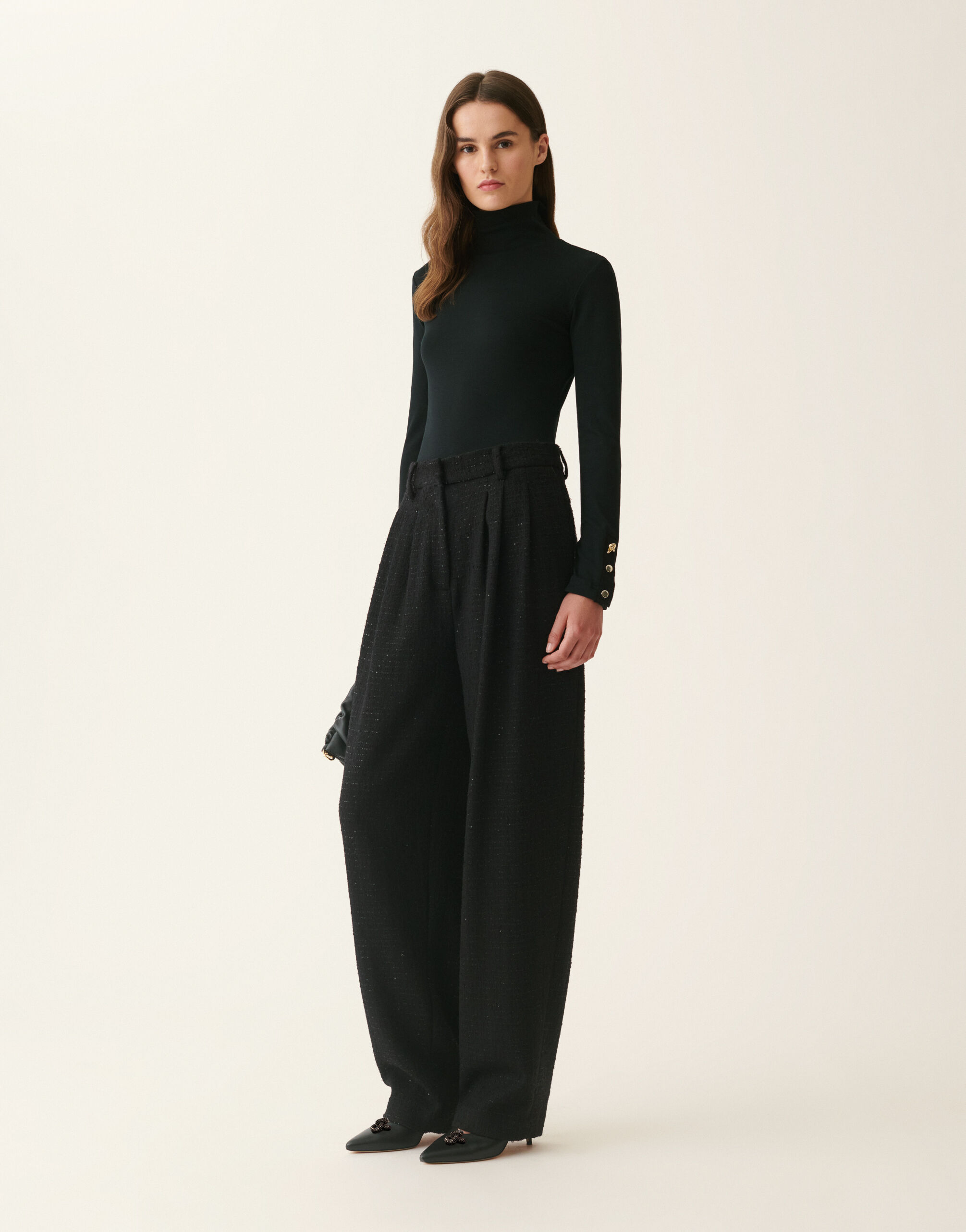 Ribbed cotton jersey turtleneck T-shirt, black Fabiana Filippi Ribbed cotton jersey turtleneck T-shirt, black Black JED226F554M4550000
