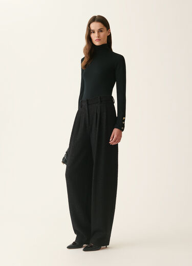 Ribbed cotton jersey turtleneck T-shirt, black Fabiana Filippi Ribbed cotton jersey turtleneck T-shirt, black Black JED226F554M4550000