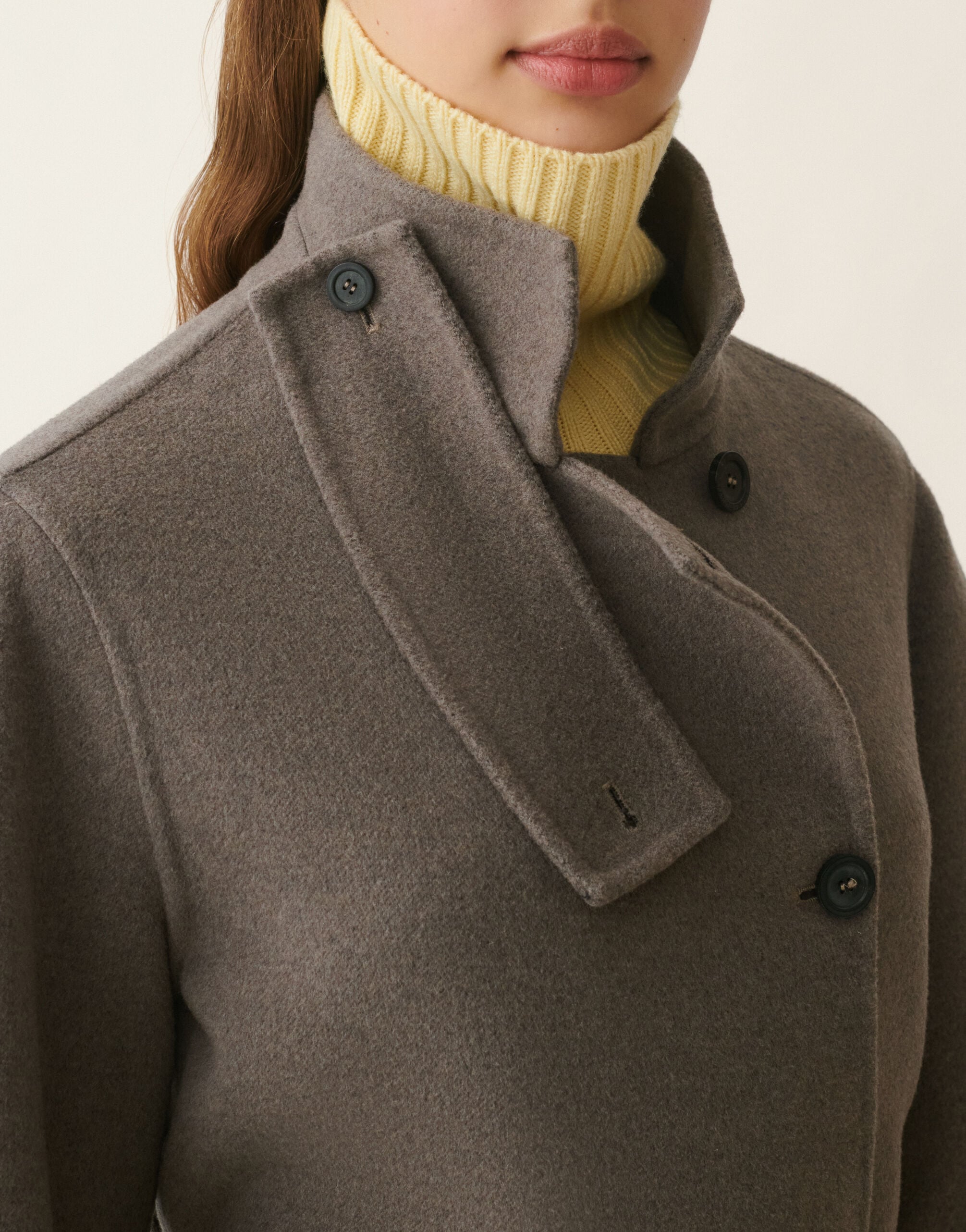 Long wool and cashmere double coat, falcon Fabiana Filippi Long wool and cashmere double coat, falcon Falcon CTD226F661M3750000