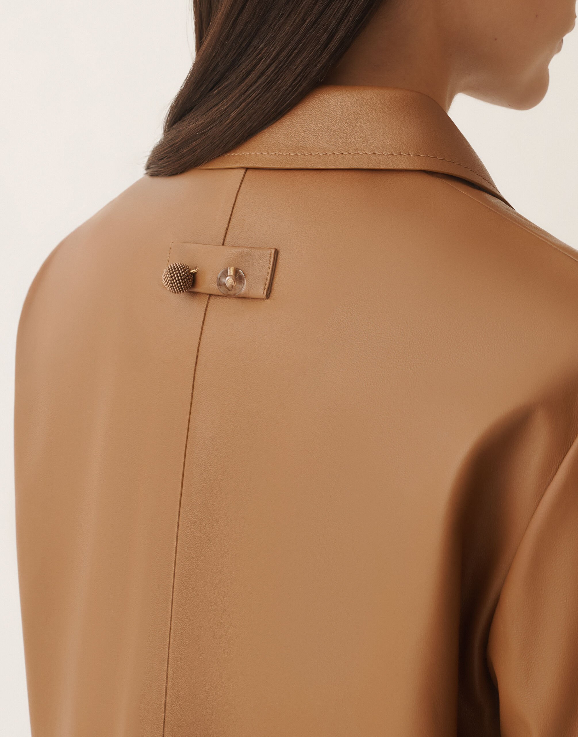 Fabiana Filippi Boxy jacket in lissé nappa, wicker Wicker PLD266F208L7980000