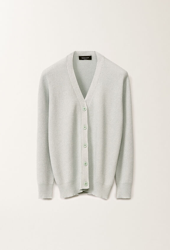 Fabiana Filippi Organic cotton and lurex cardigan, aqua green AQUAGREEN MAD275F496L4520000