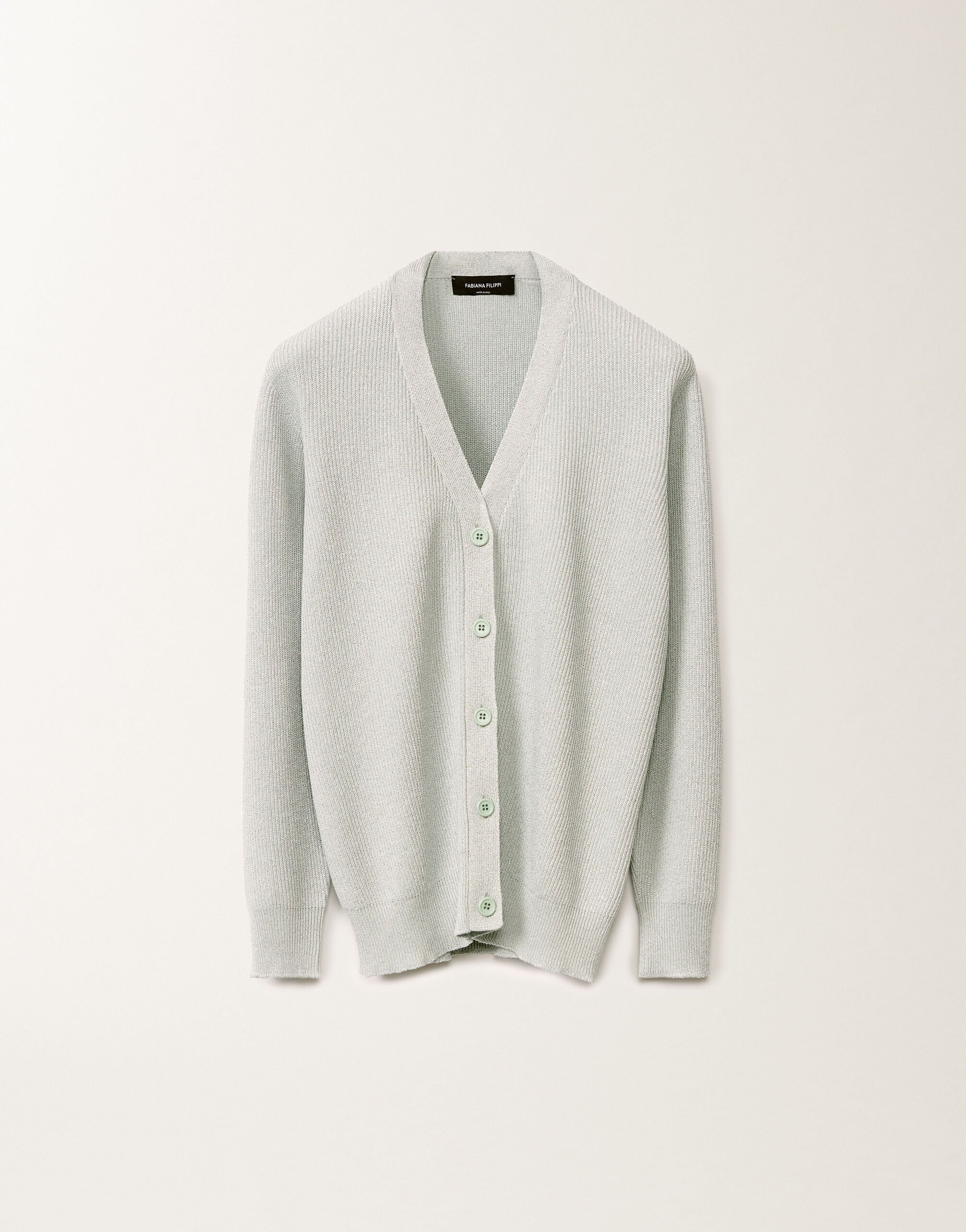 Fabiana Filippi Organic cotton and lurex cardigan, aqua green AQUAGREEN MAD275F496L4520000