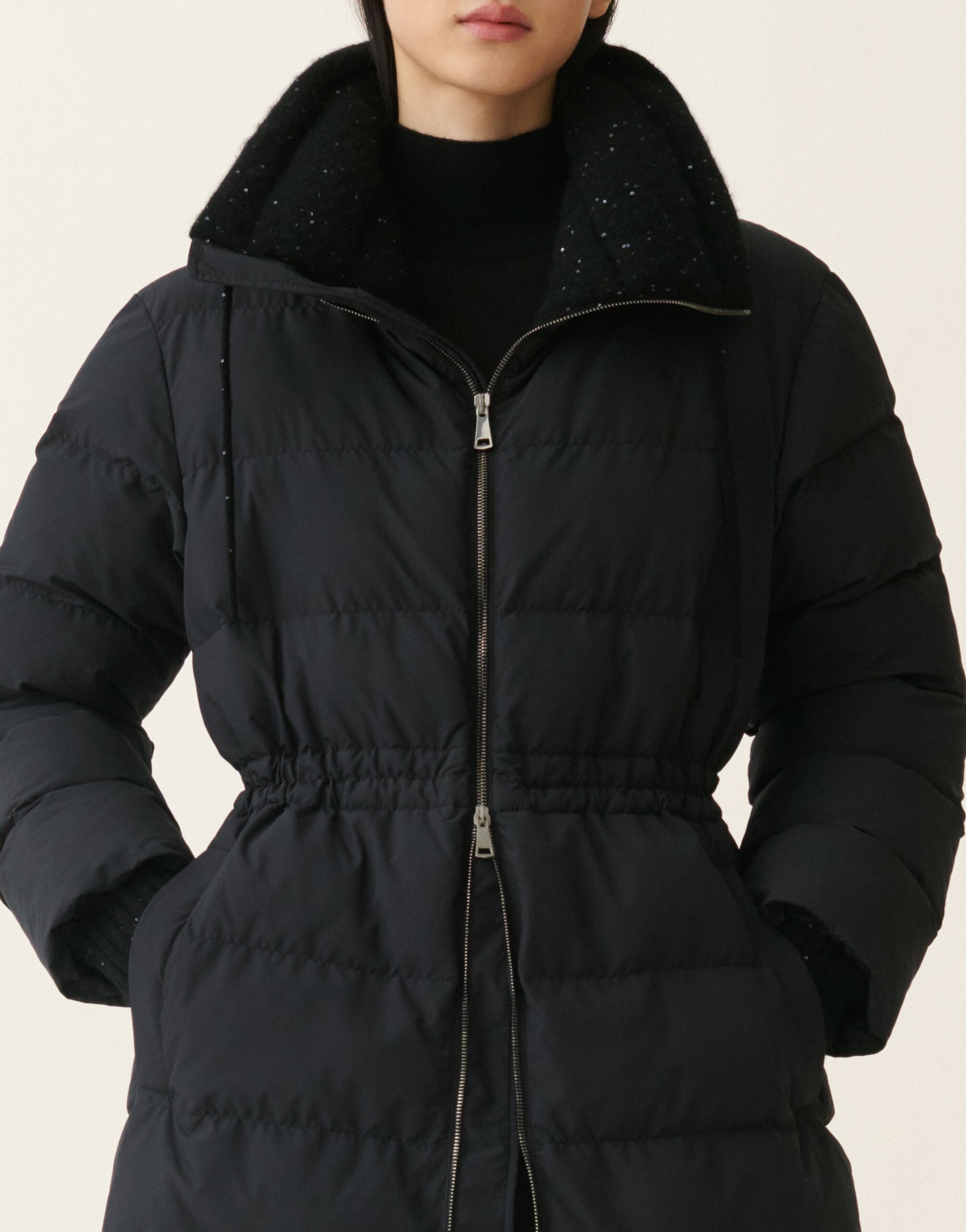 Midi ultralight technical down coat, black Fabiana Filippi Midi ultralight technical down coat, black Black CTD226F658M3960000
