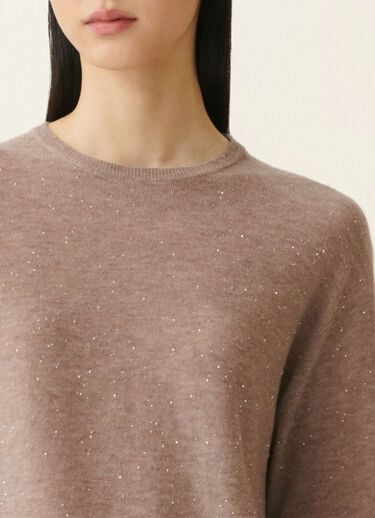 Pullover aus Wolle mit Pailletten, mocha Fabiana Filippi Pullover aus Wolle mit Pailletten, mocha Mocha MAD216F102D7220000