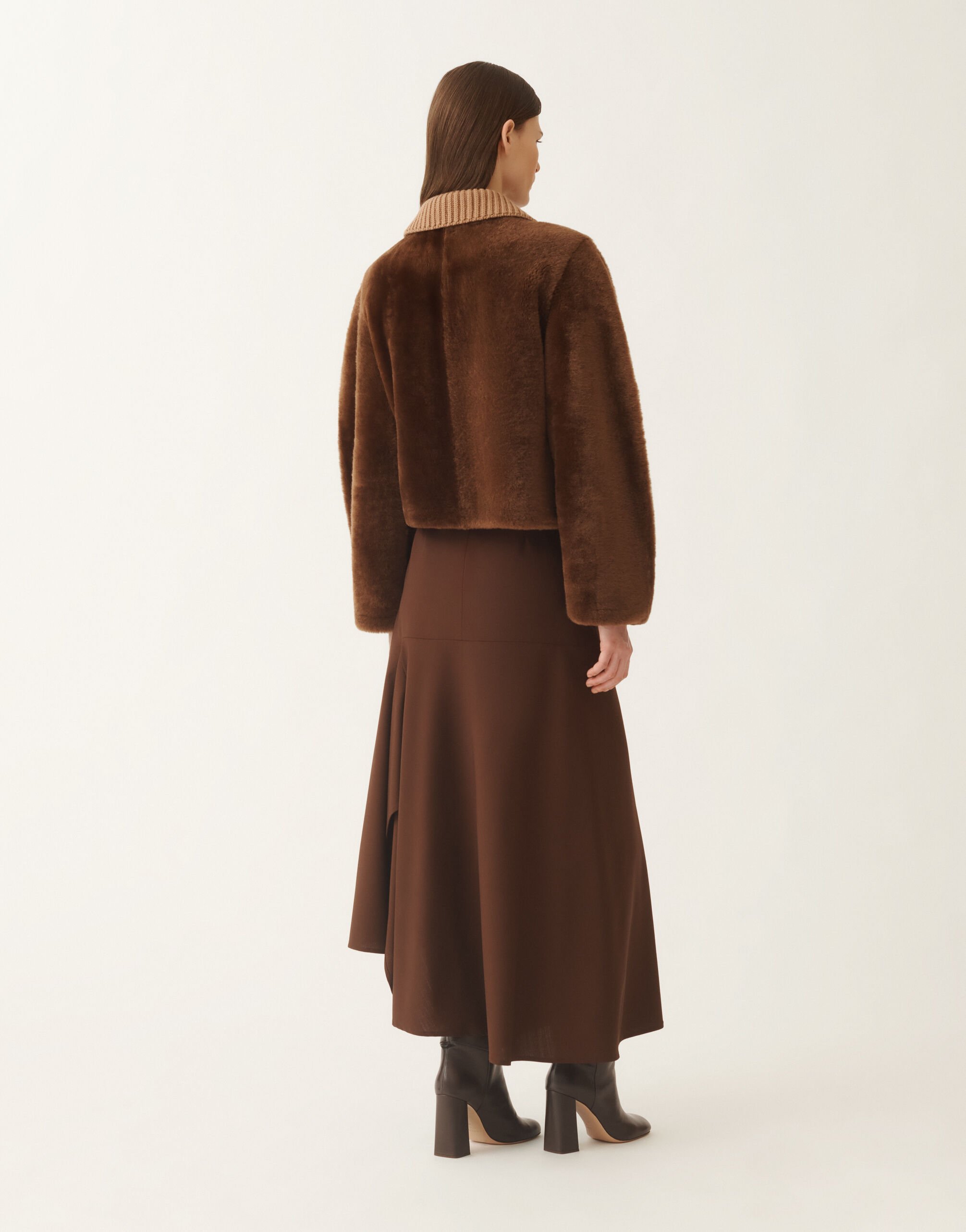 Shearling jacket, mahogany for Women | Fabiana Filippi®