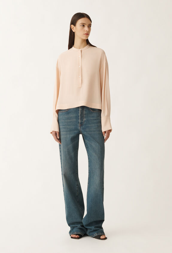 Fabiana Filippi Bluse aus Enver Satin, puderrosa ROSA CAD265F356L2880000