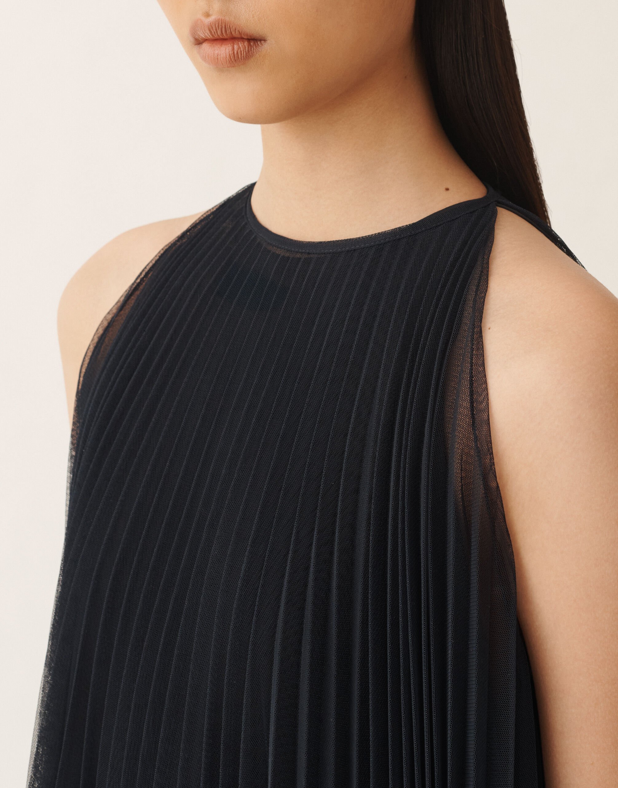 Fabiana Filippi Vestido de tul plisado, azul medianoche AZUL MEDIANOCHE ABD276F647M1690000