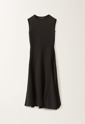 Fabiana Filippi SLEEVELESS SCUBA DRESS WITH FLARED SKIRT AND FILO DIAMANTE WHITE ABD265F175L1670000