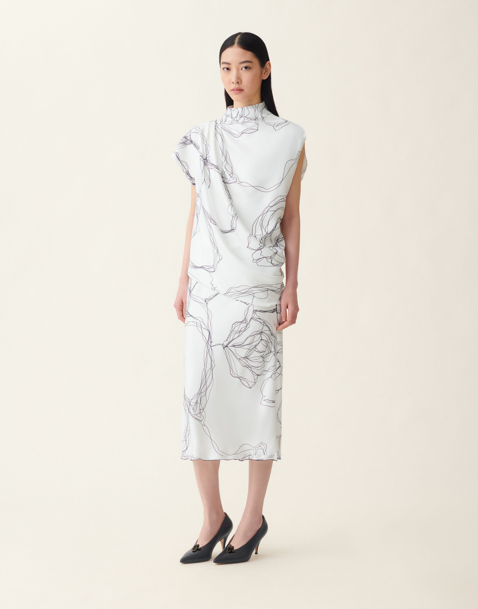 Top en twill de soie, blanc Fabiana Filippi Top en twill de soie, blanc Blanc TPD216F258M3070000