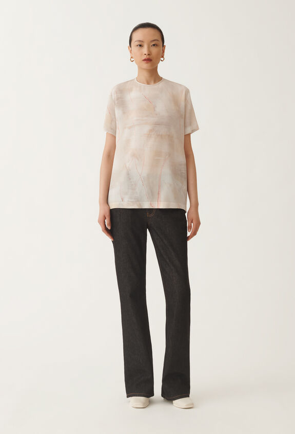 Fabiana Filippi Printed crepe de chine top, butter, maple and peony BEIGE TPD215F304L5290000