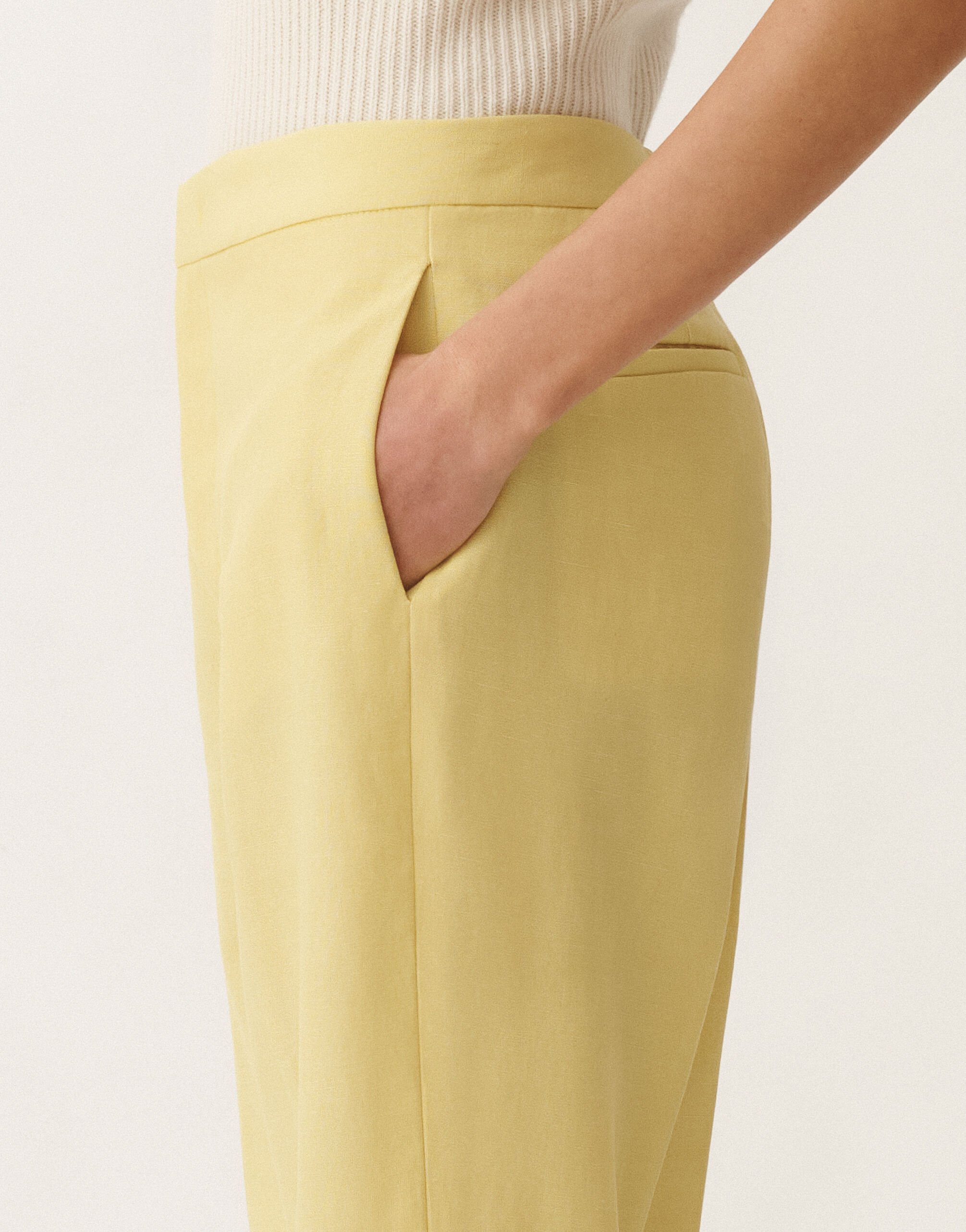 Fabiana Filippi Hose Montefalco aus Geflecht in Wolle und Leinen, zedernfarben GELB PAD265F326D8220000