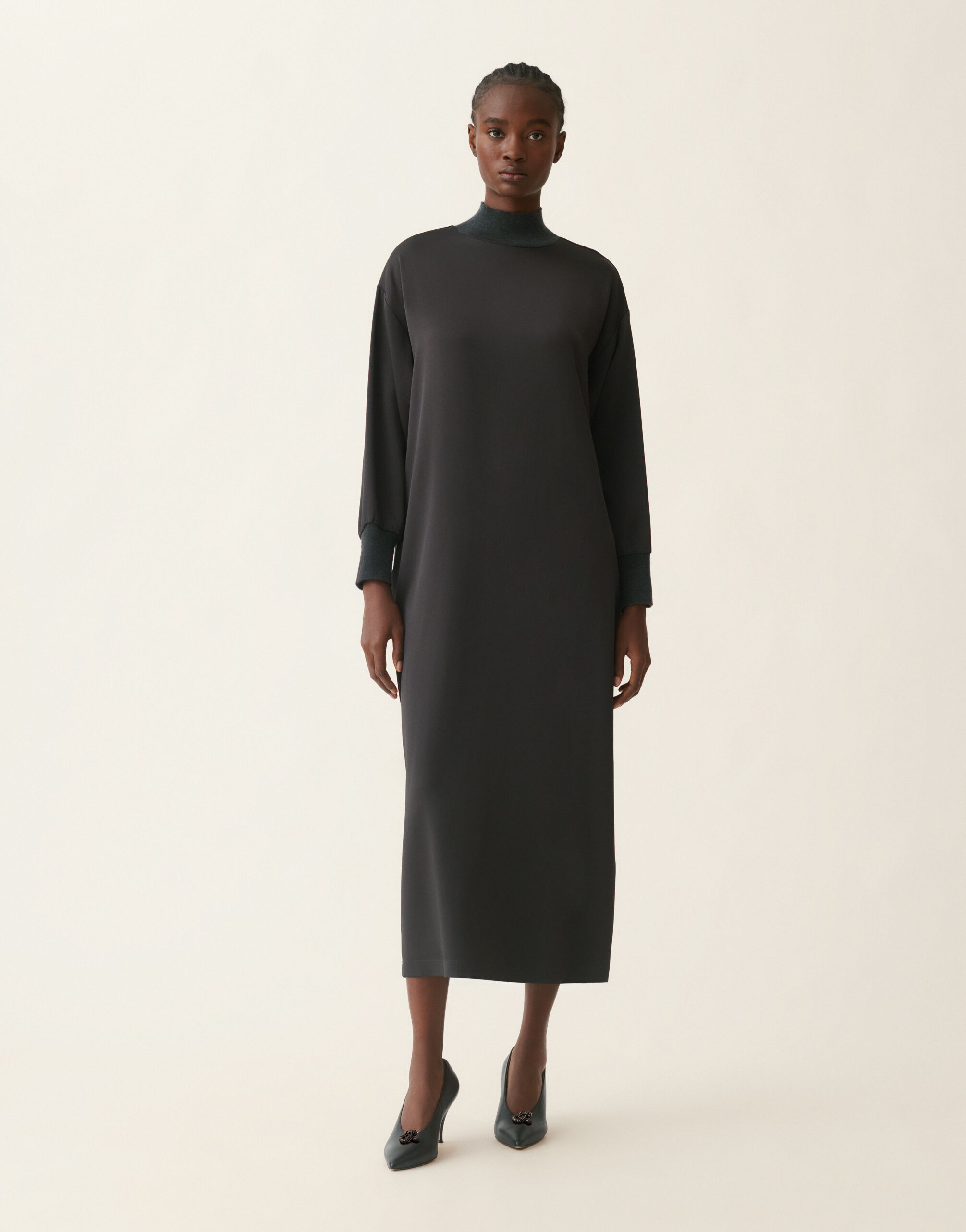 Fabiana Filippi Shiny enver satin dress, charcoal Charcoal ABD226F588M4320000