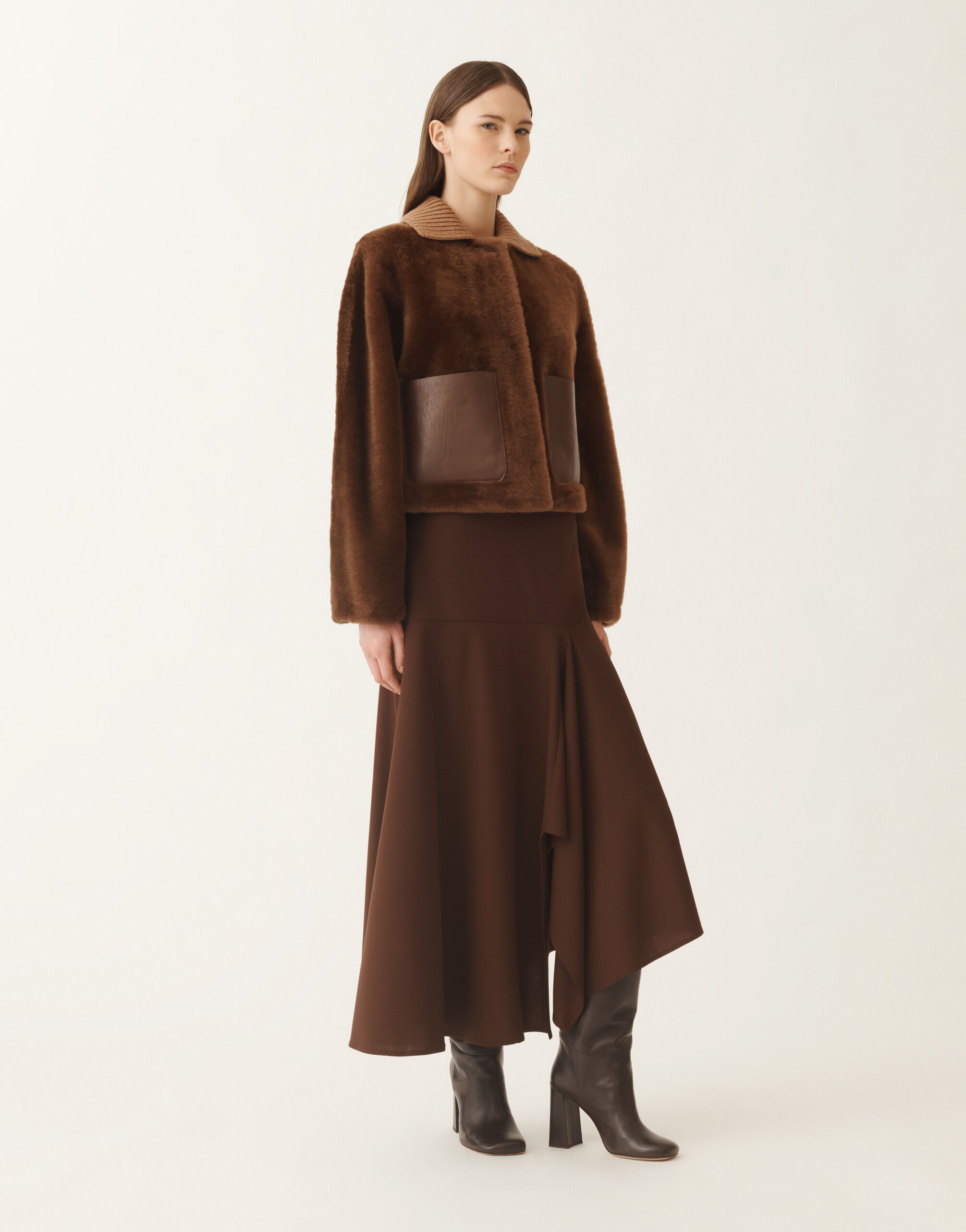 Shearling jacket, mahogany for Women | Fabiana Filippi®