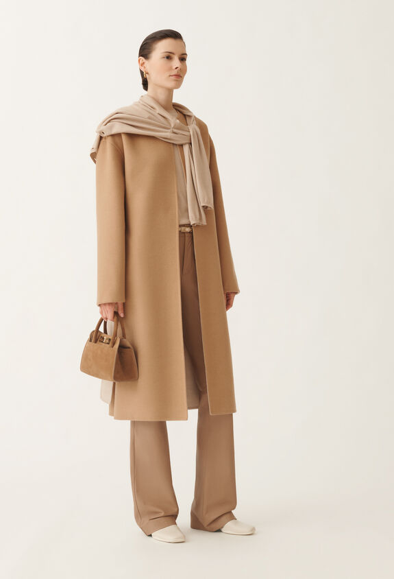 Fabiana Filippi Double wool coat, rope and wicker BROWN CTD215F240L5080000