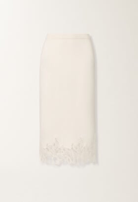 Fabiana Filippi Platinum skirt with macramé lace, raffia WHITE GND215F395L5190000