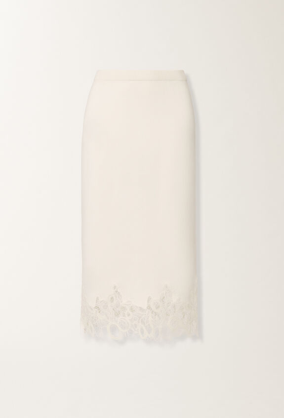 Fabiana Filippi Platinum skirt with macramé lace, raffia WHITE GND215F395L5190000