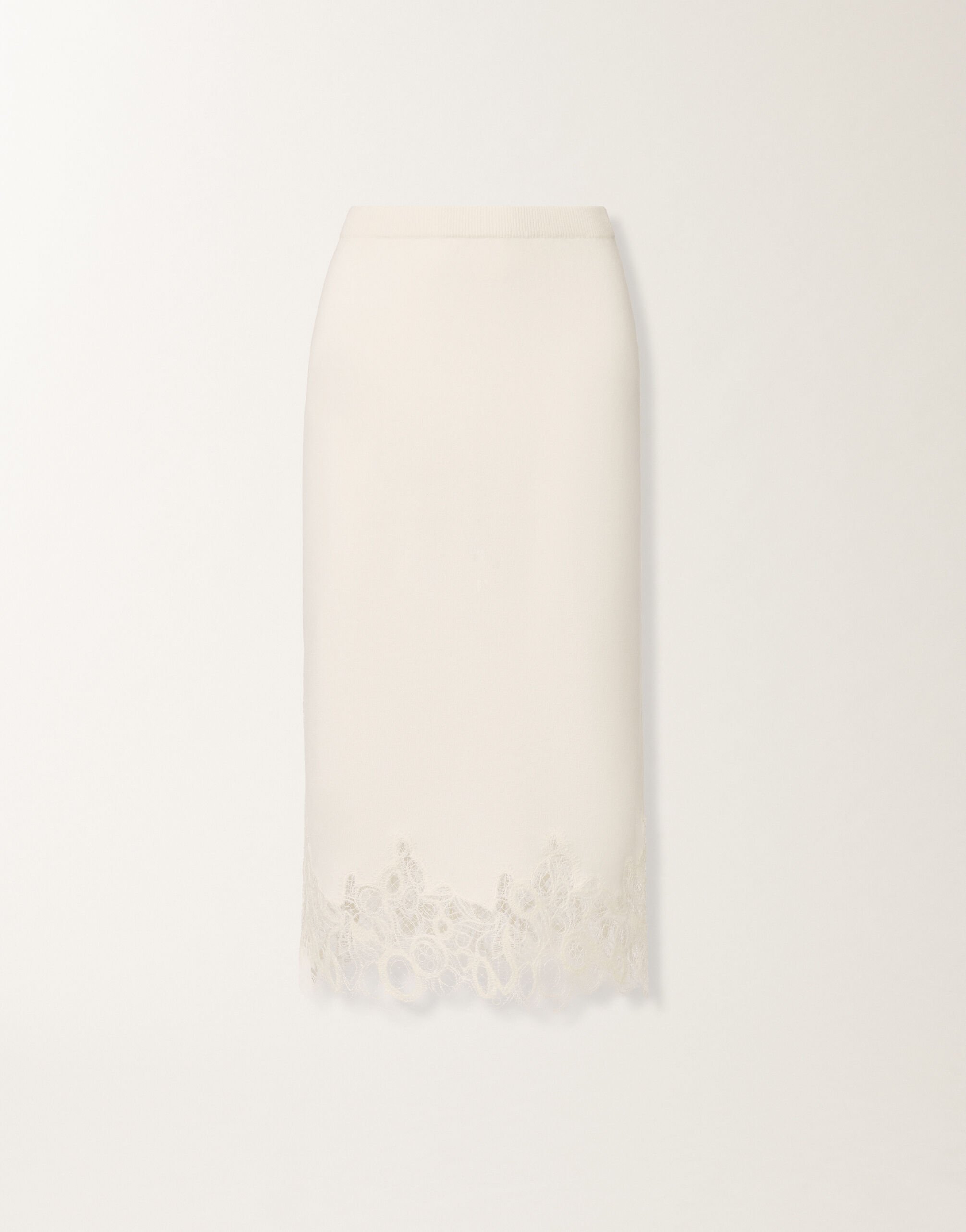 Fabiana Filippi Platinum skirt with macramé lace, raffia WHITE GND215F395L5190000