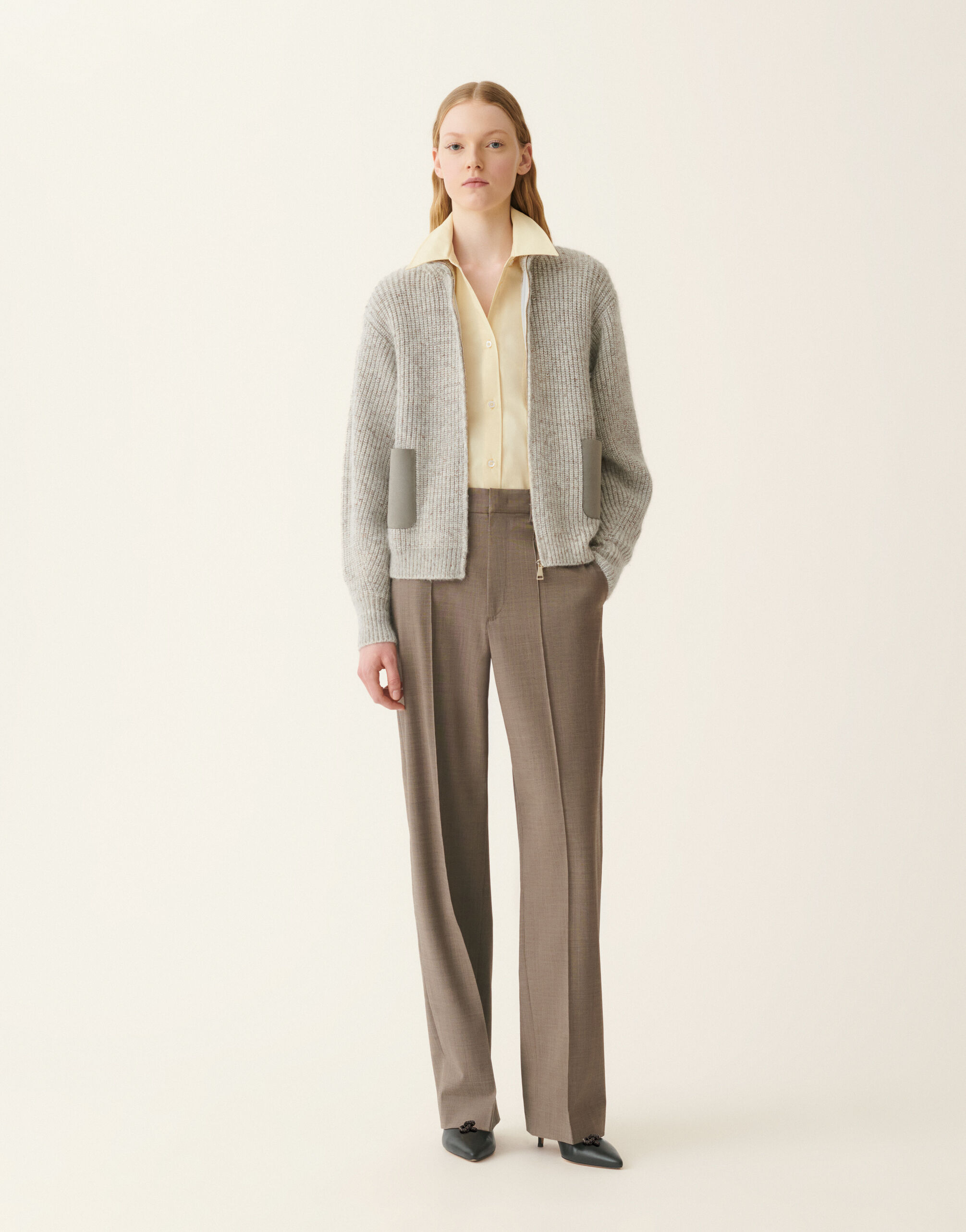 Long poplin shirt, vanilla yellow Fabiana Filippi Long poplin shirt, vanilla yellow Vanilla yellow CAD226F693D6500000