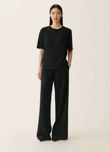 Embroidered jersey T-shirt, black Fabiana Filippi Embroidered jersey T-shirt, black Black JED226F558M4590000