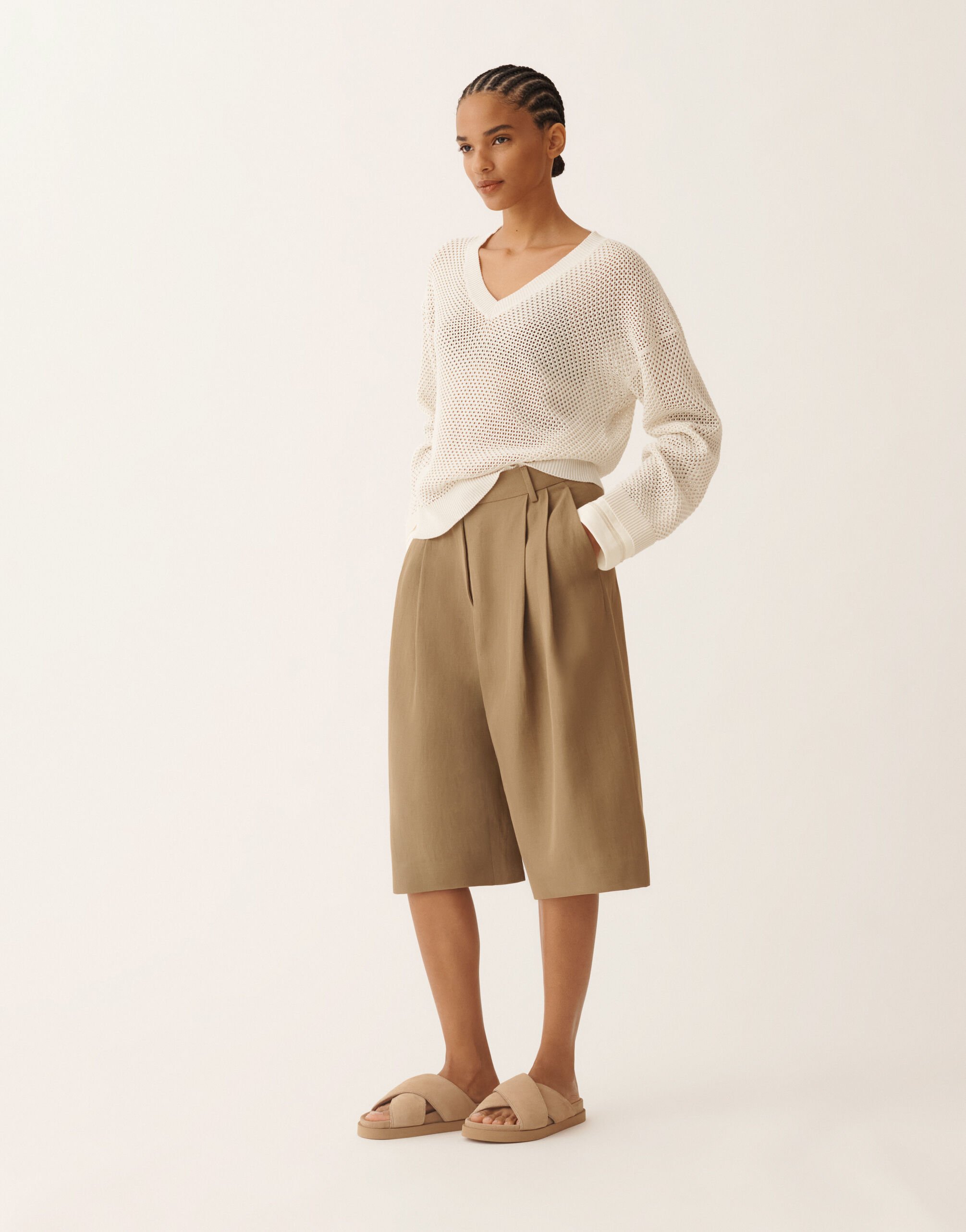 Maglia in cotone organico con viscosa brillante, burro Fabiana Filippi Maglia in cotone organico con viscosa brillante, burro BURRO MAD276F481M1560000