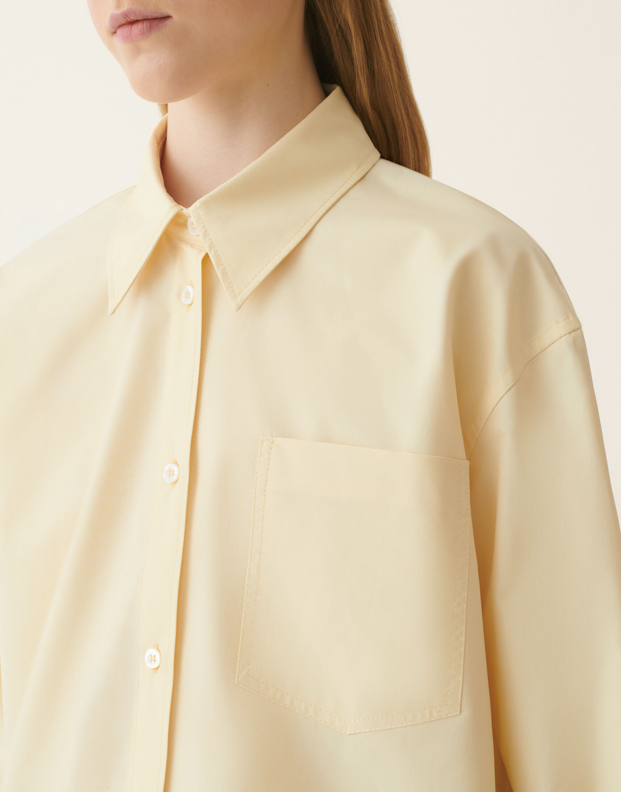 Long poplin shirt, vanilla yellow Fabiana Filippi Long poplin shirt, vanilla yellow Vanilla yellow CAD226F693D6500000