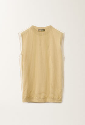 Fabiana Filippi CASHMERE SILK TANK TOP WITH TULLE LAYER BLACK MAD265F038L1610000