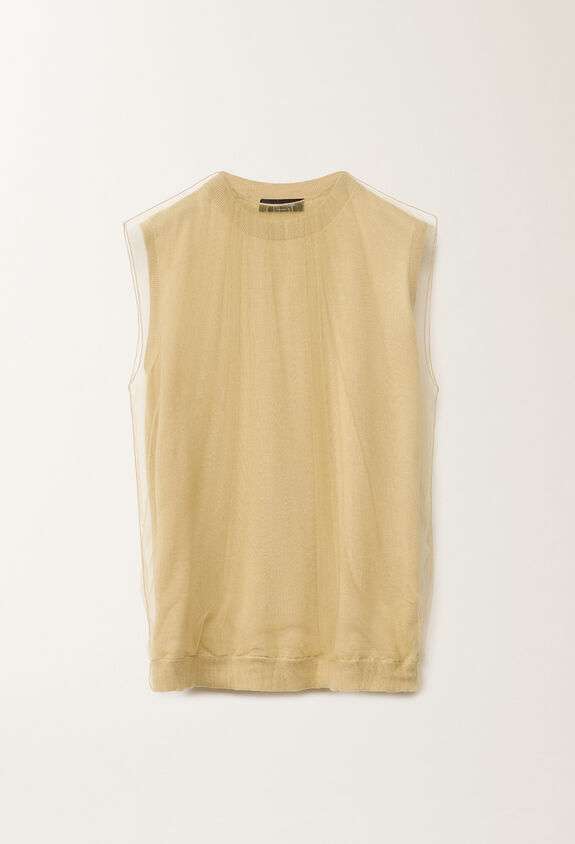 Fabiana Filippi CASHMERE SILK TANK TOP WITH TULLE LAYER YELLOW MAD265F024L2940000