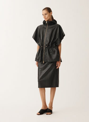 Fabiana Filippi Pleated nappa leather cape, black BLACK PLD265F290L1790000